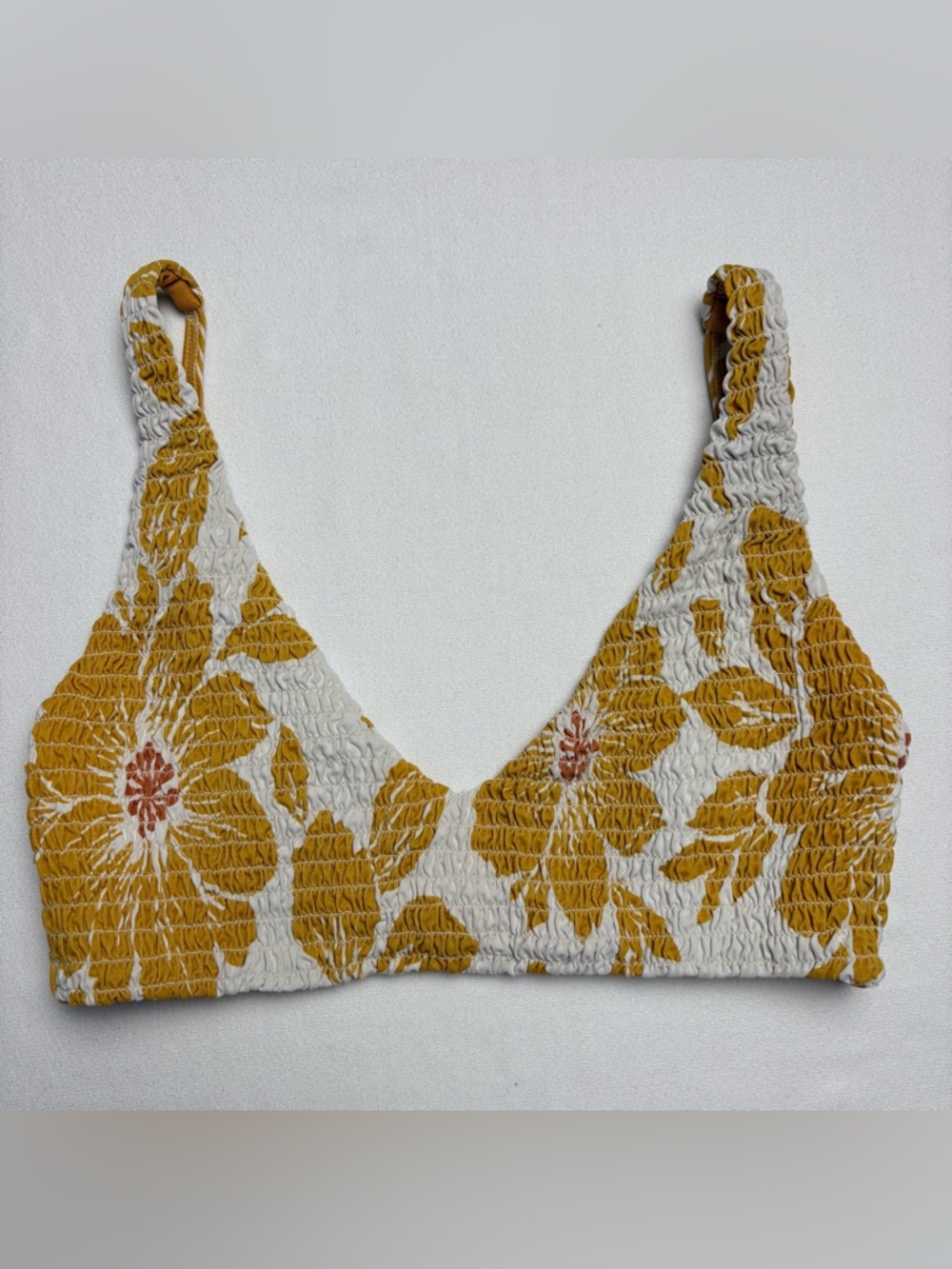 Rip Curl Mustard & Cream Tropical Floral Top-XS
